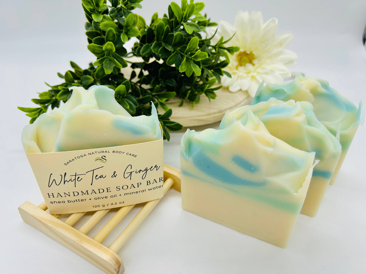 White Tea Ginger Handmade Soap Bar VEGAN COLD PROCESS