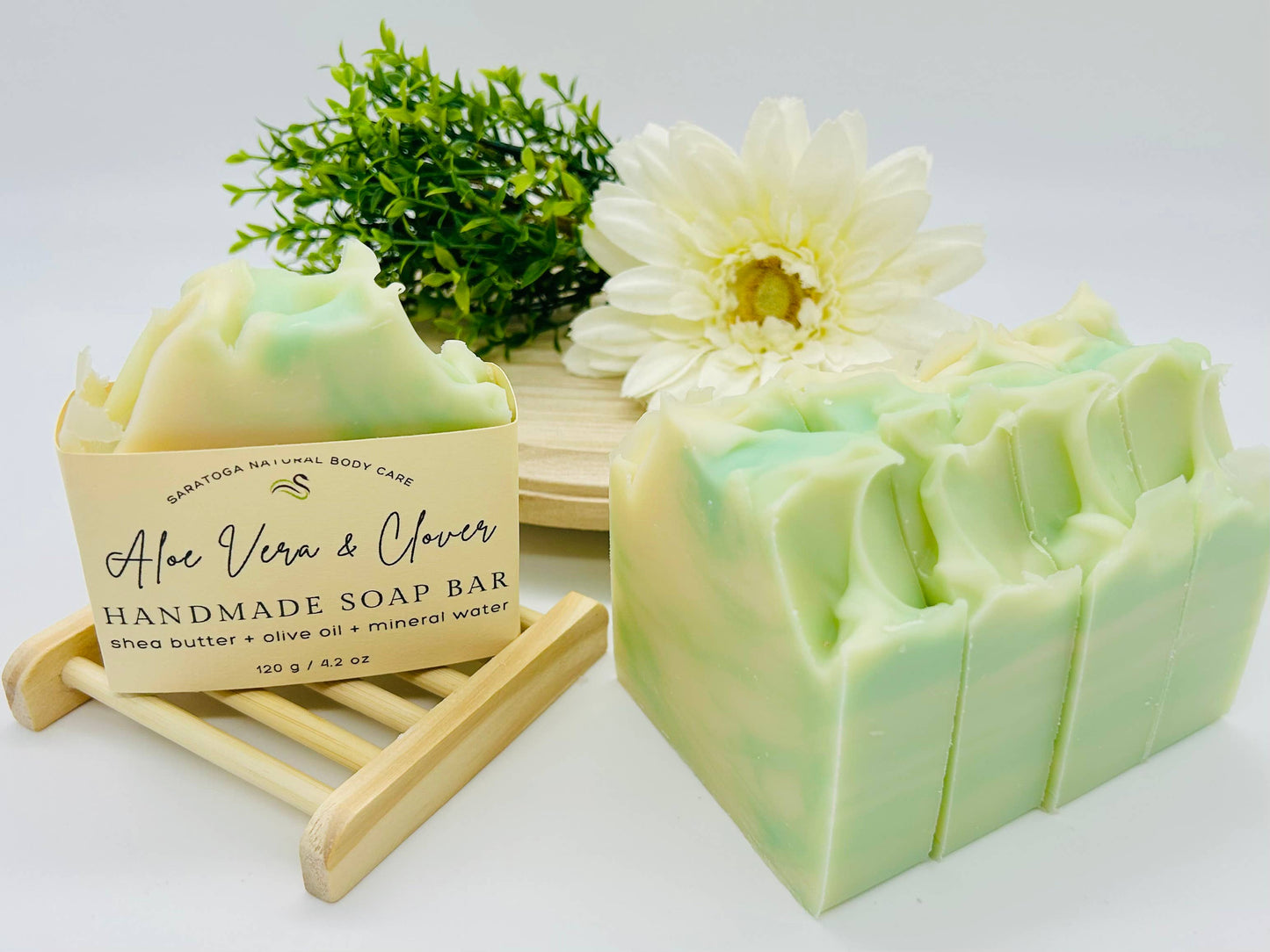 Aloe Vera Clover Handmade Soap Bar VEGAN COLD PROCESS